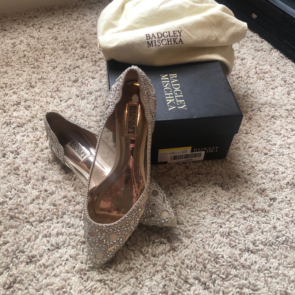Badgley Mischka Gigi Pointed Toe Flat Evening Shoe